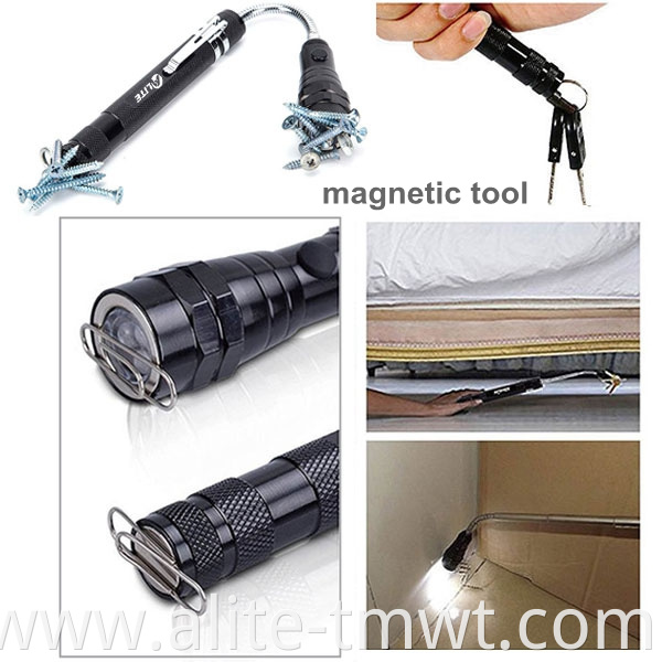 magnetic pick-up tool 3 led flashlight with telescoping magnet